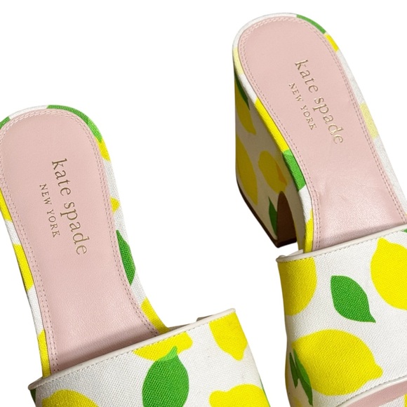 Kate Spade Ibiza Lemon Printed Platform Wedge Sandal 90s  Y2K Fun Slip On Shoe - Picture 6 of 8